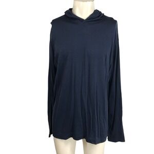 Kit Ace Mens Navy Blue Long Sleeve Hooded Performance T Shirt XL